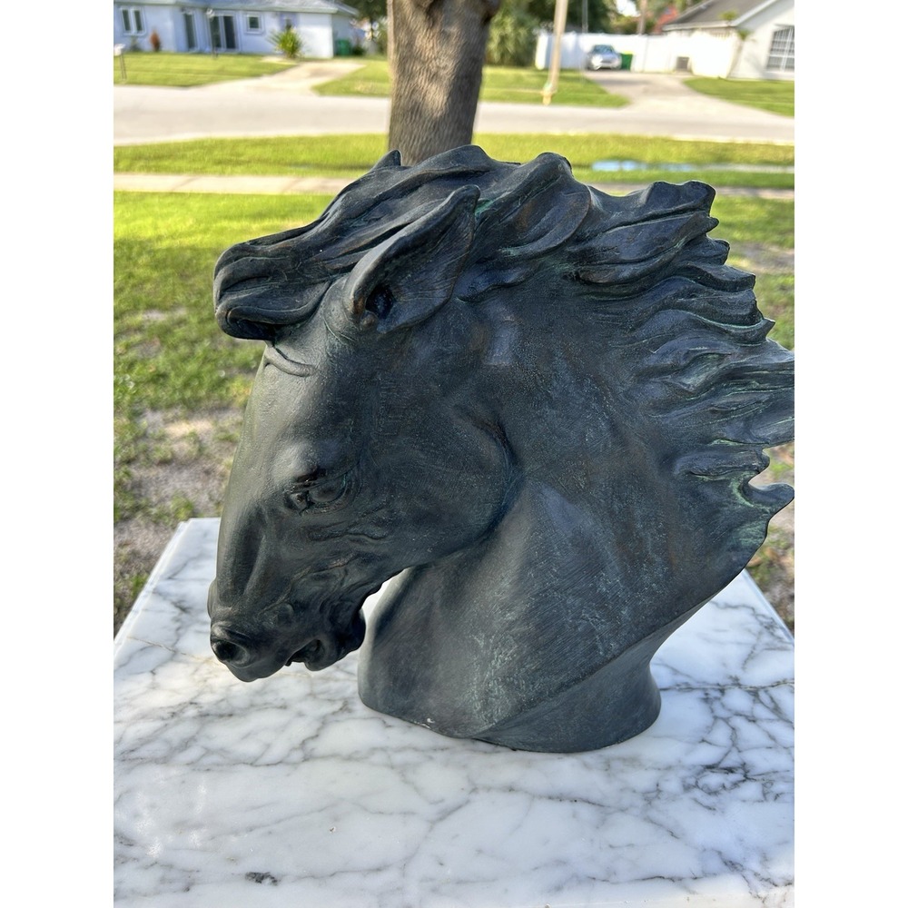 Vintage 70s "Flaming Mane" Horse Head Cast Sculpture Signed James Killian Spratt